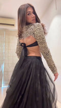 Organza lehenga with micro lining detail