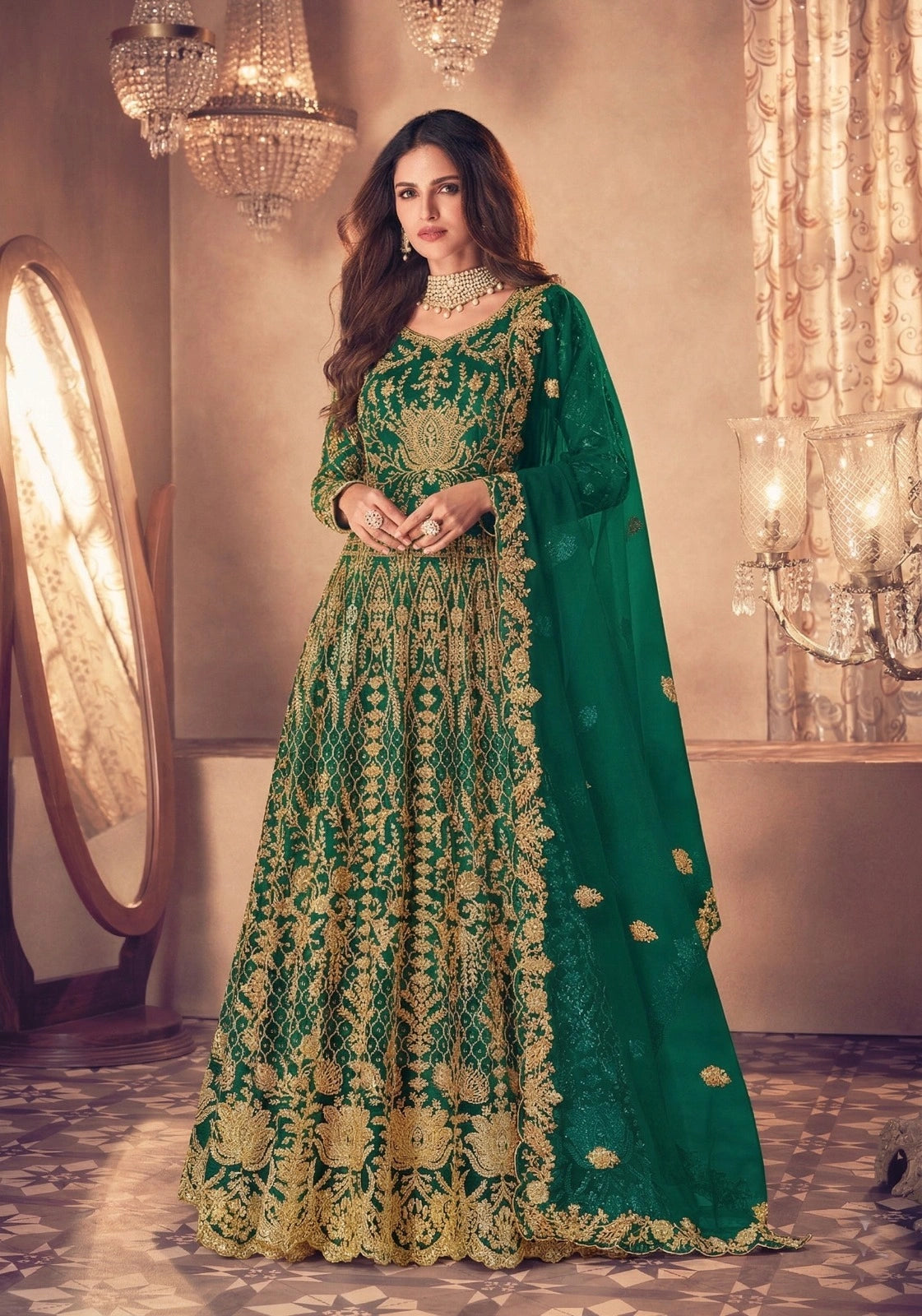 Heavy stone work Anarkali dress