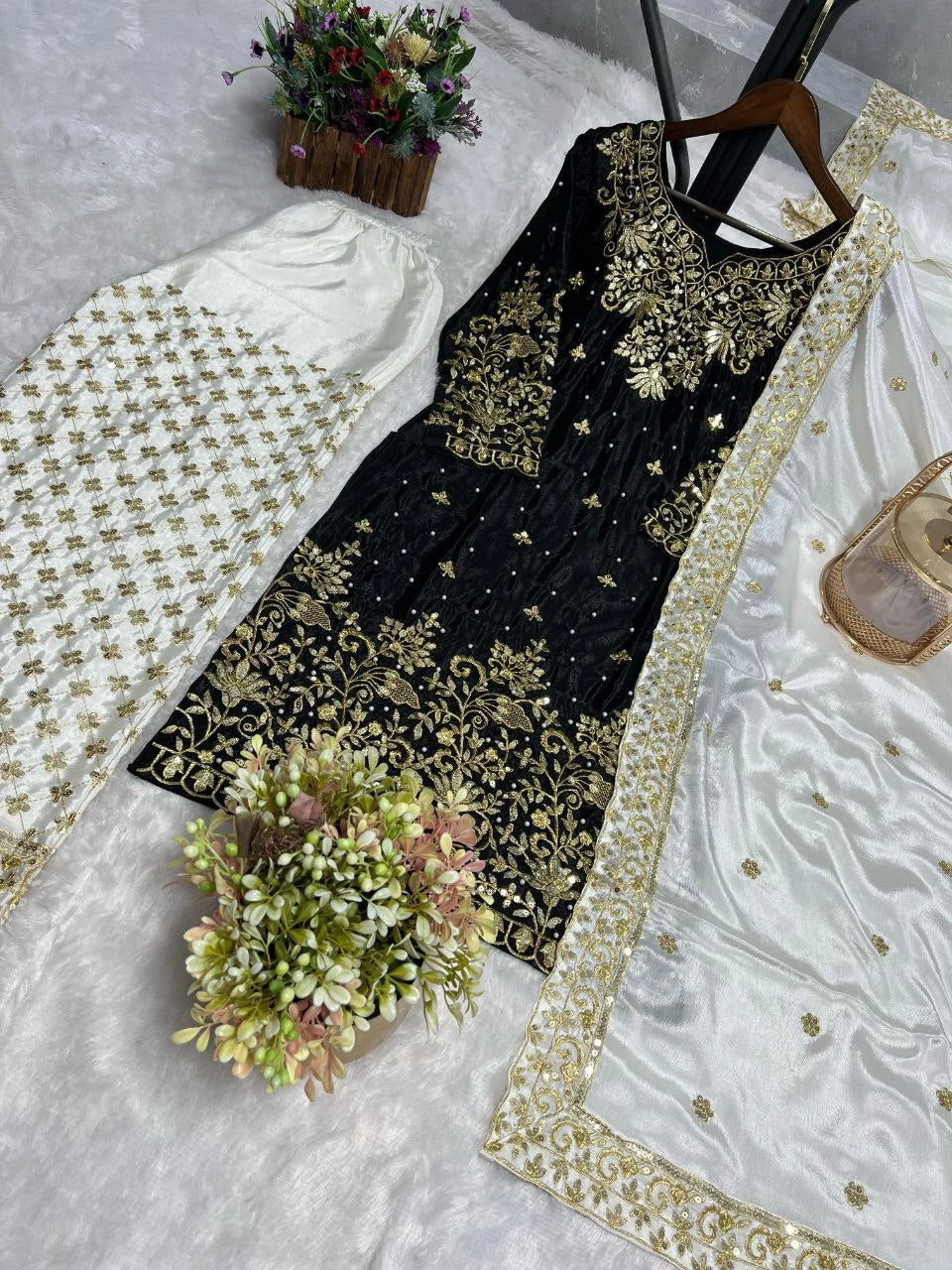 Front embroidery and sequin work on top