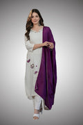 Embroidered viscose rayon kurti set with dupatta