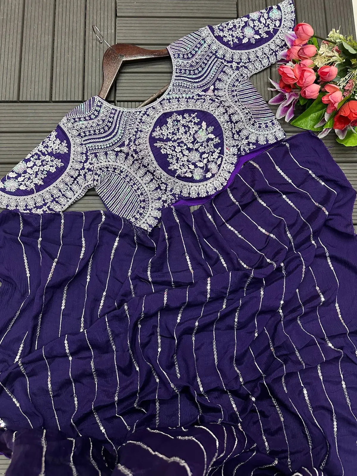 Embroidery belt detail on lehenga saree