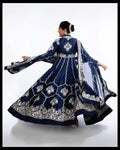 Embroidered details on chinon gown fabric