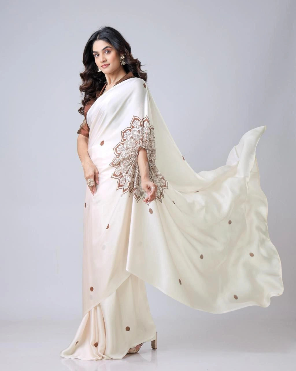 Artistic free hand digital print saree
