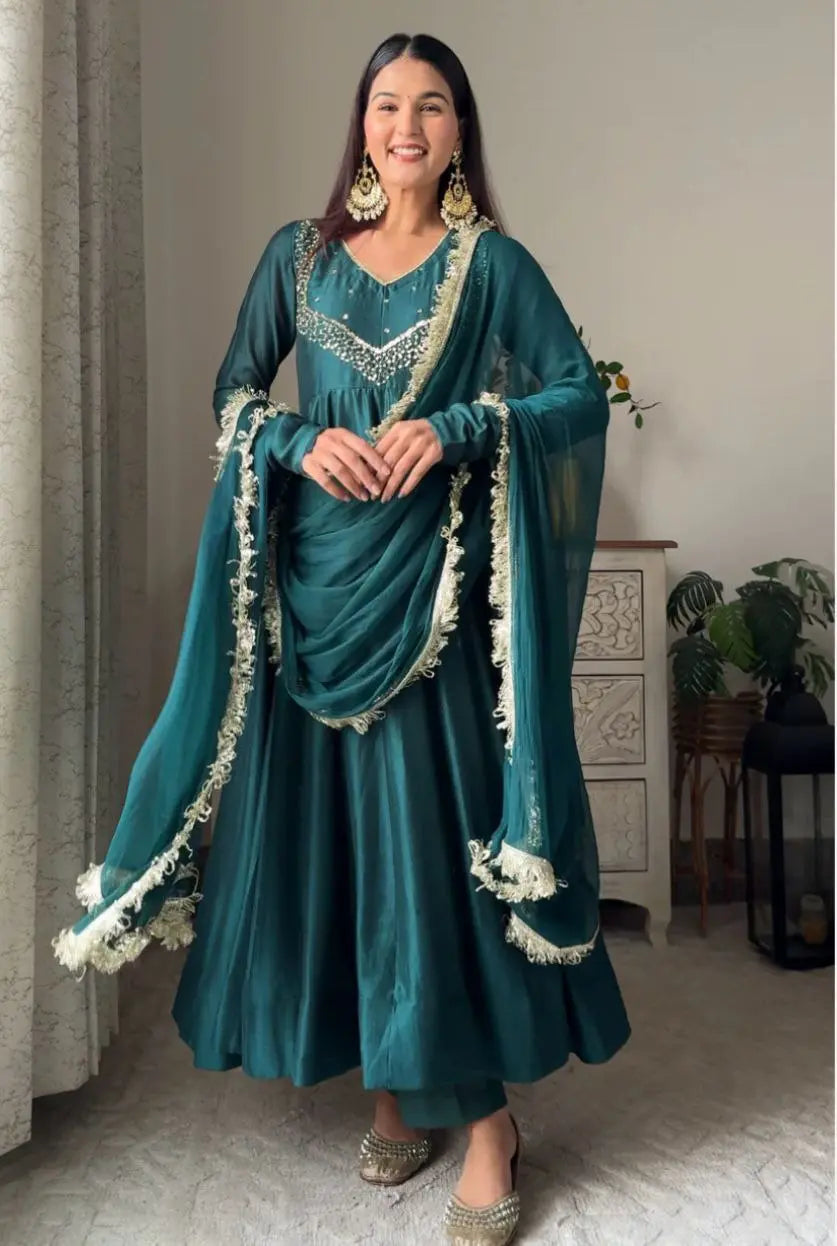 Designer ethnic gown with dupatta