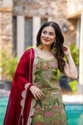 stitched organza kurta plazo combo