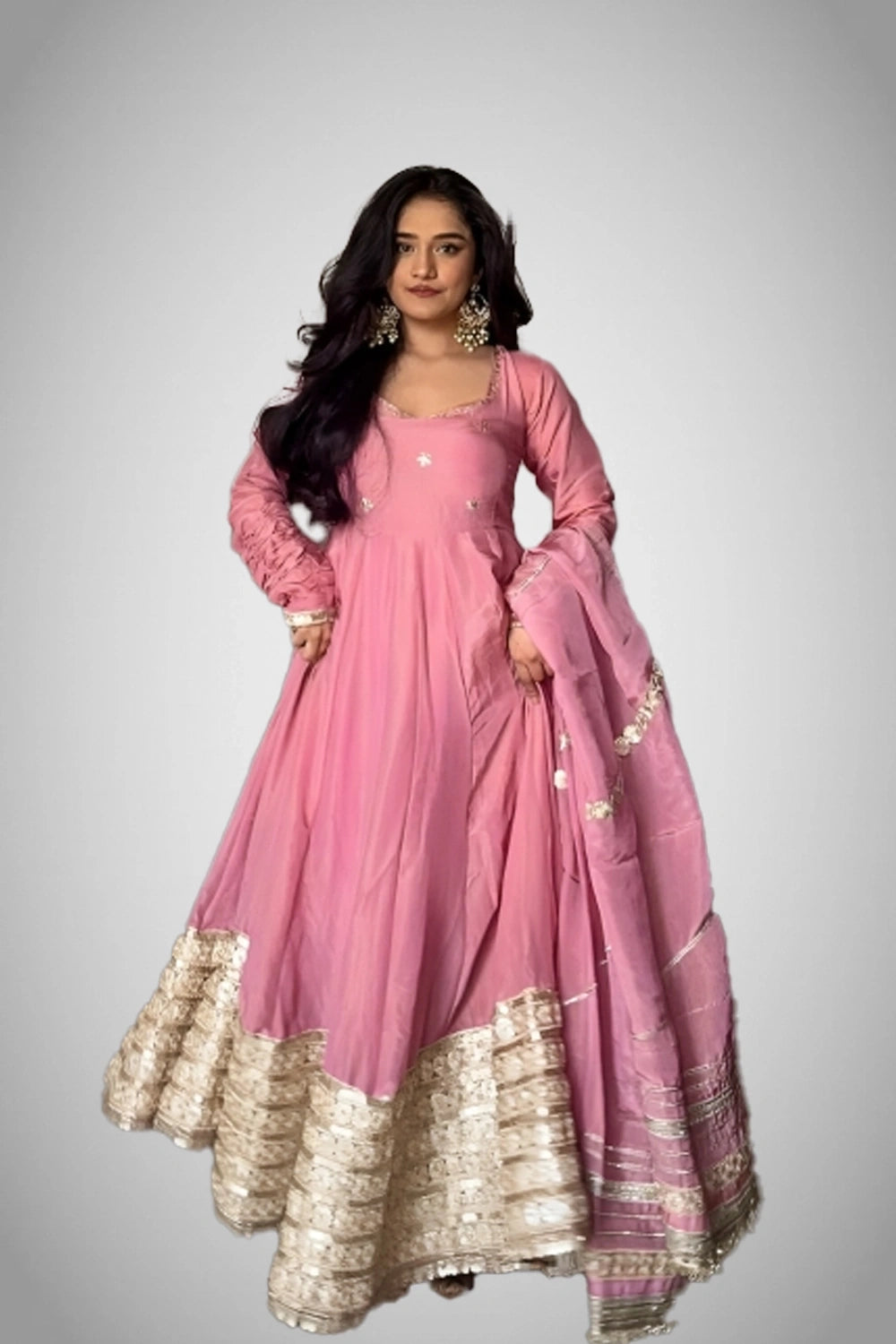 Stitched salwar suit with lace border
