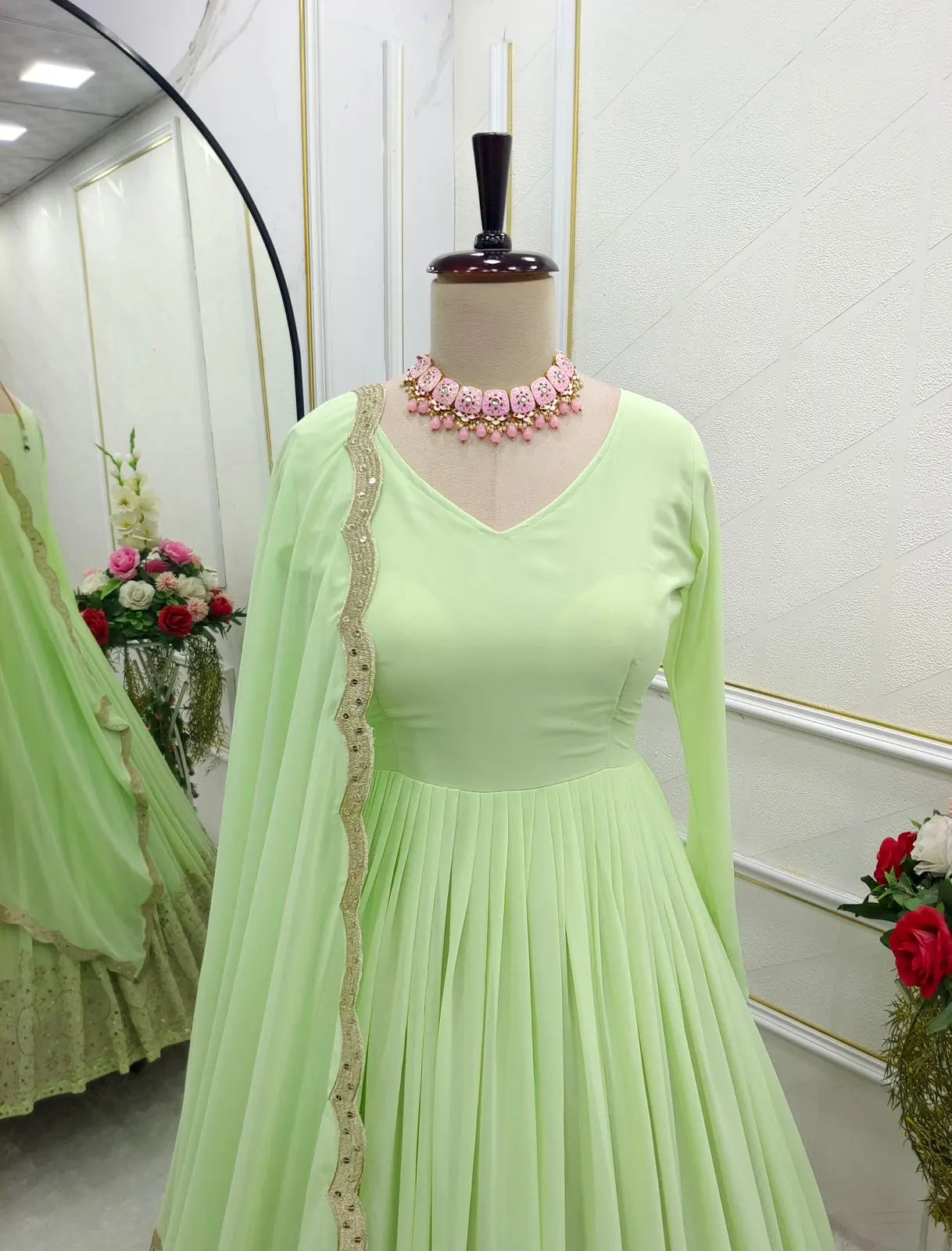Full sleeve embroidered gown for women