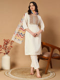 Elegant women’s ethnic wear – Kurti Pant Dupatta in Roman Silk