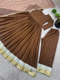 Faux georgette gown with dupatta