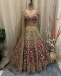 Embroidered faux georgette lehenga with sequins