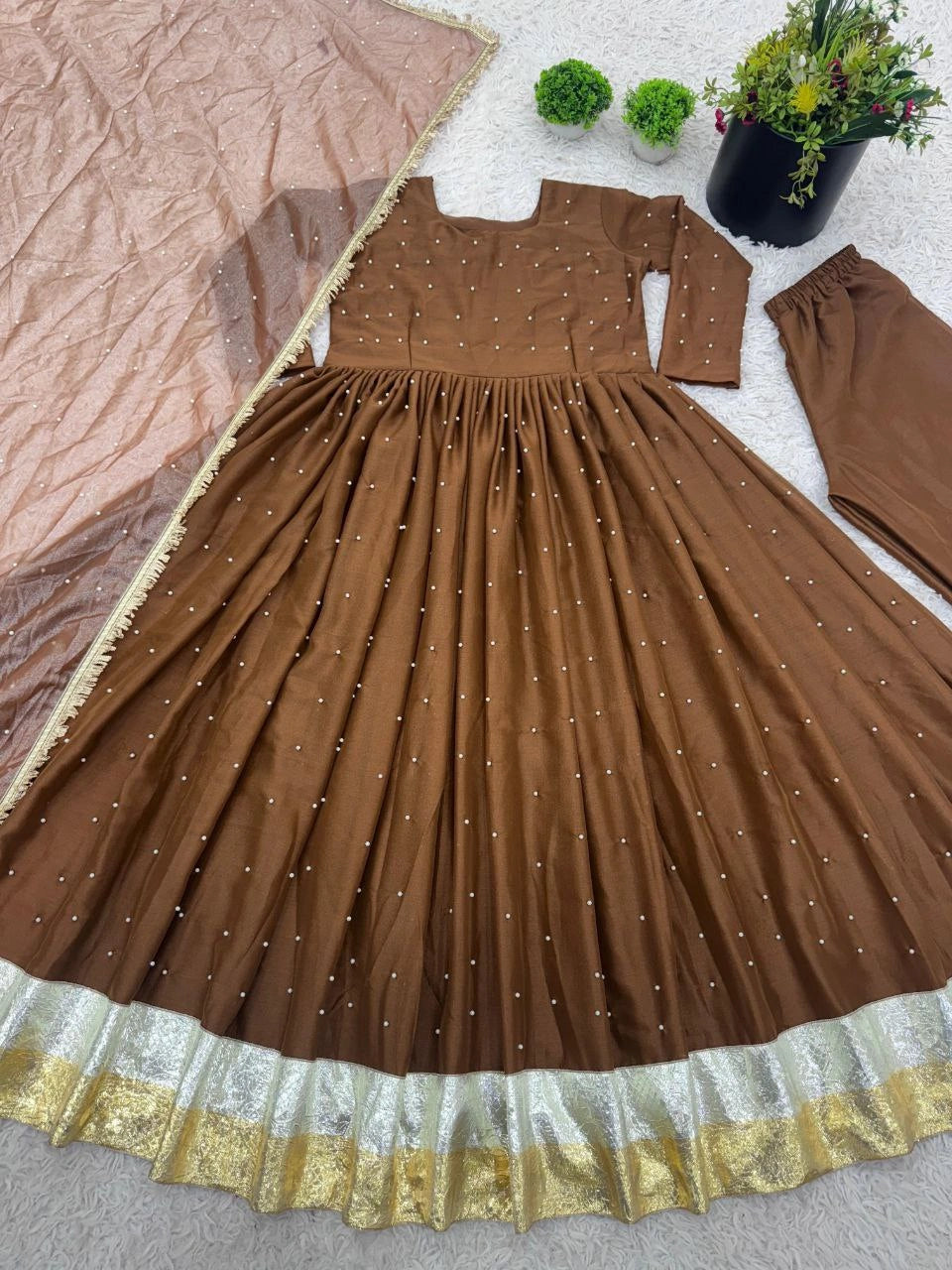 Stitched party gown for women