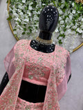 embroidered chinon lehenga