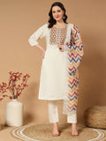 Festive wear embroidered Kurti set with matching dupatta