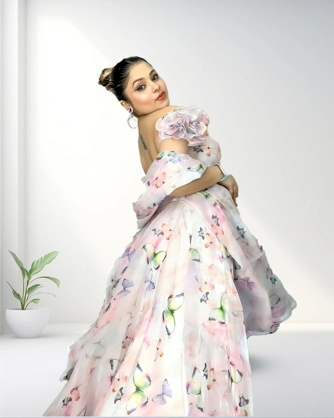 8 Meter Flared Digital Printed Lehenga