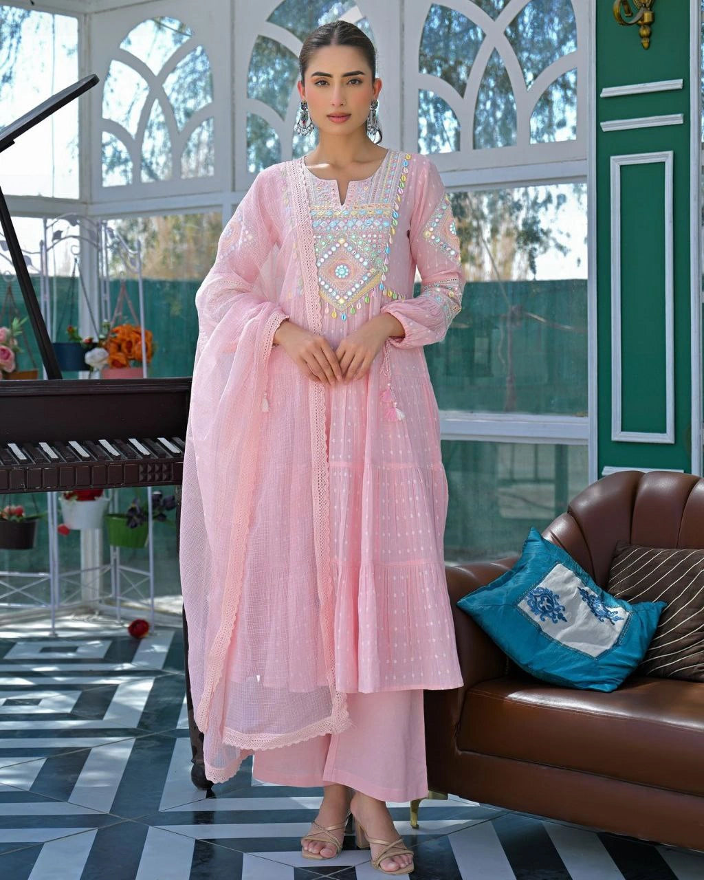 Flex Butti Cotton Embroidered Suit Set