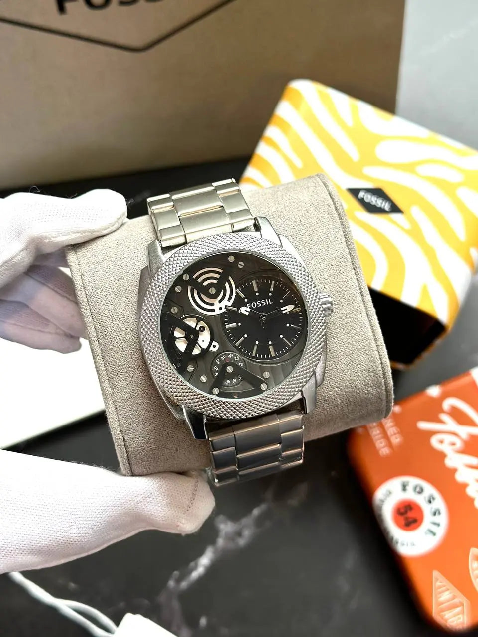 Full view of Fossil men’s chronograph watch