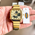 Full gold stainless steel band close-up