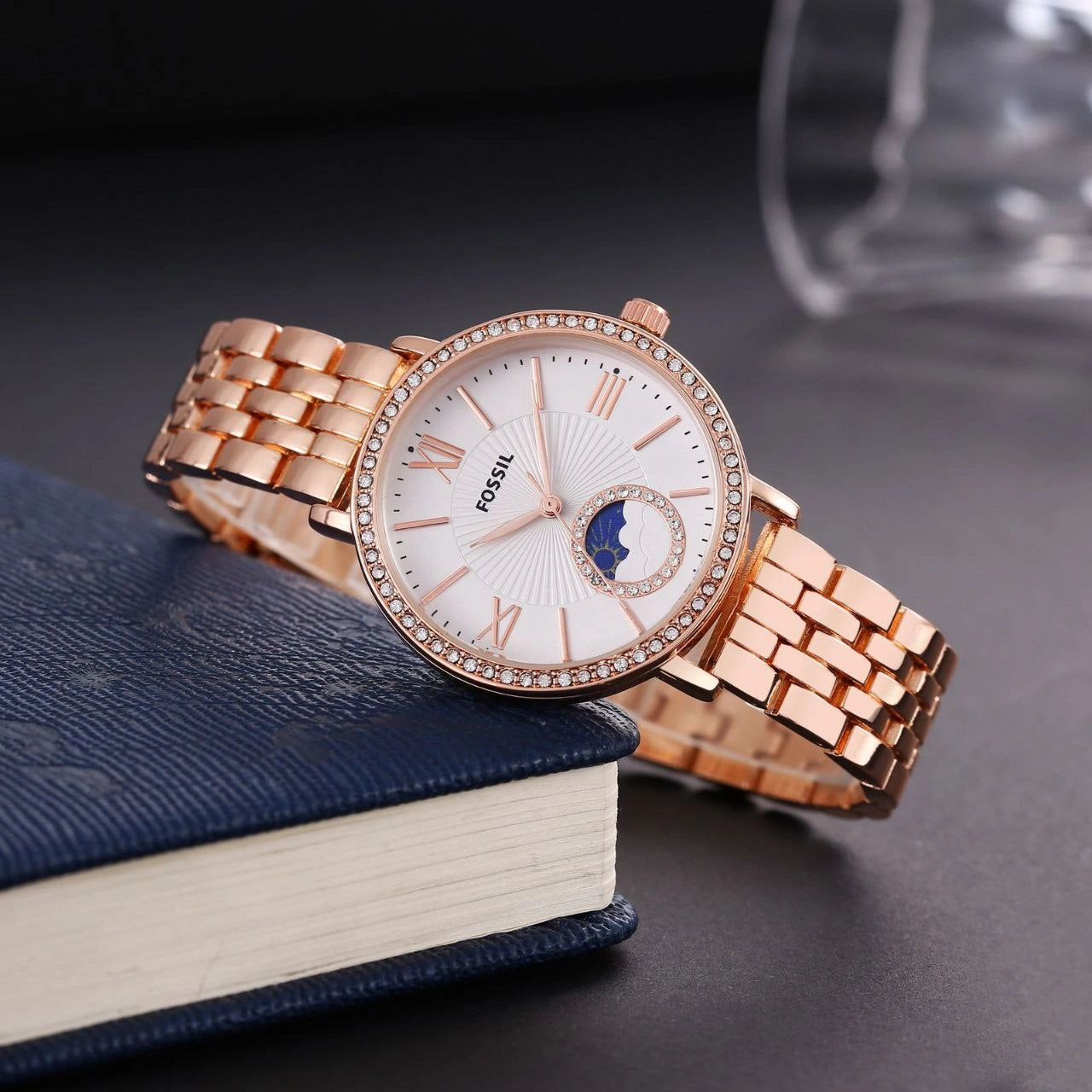 fossil scarlett crystal bezel watch
