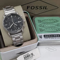Silver stainless steel strap close-up