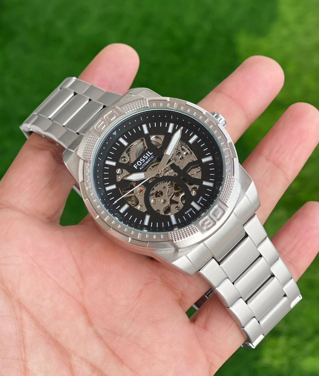 Fossil men watch with transparent dial