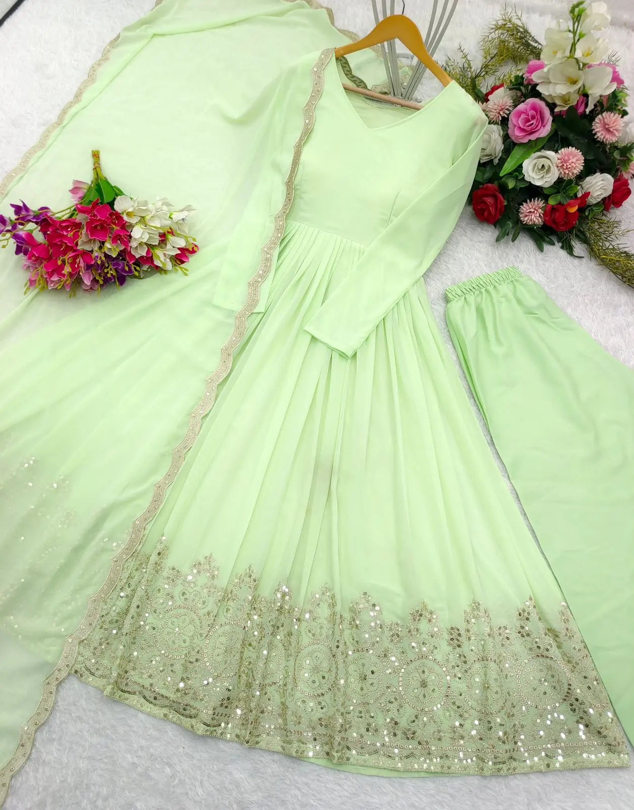 Fox georgette gown with dupatta
