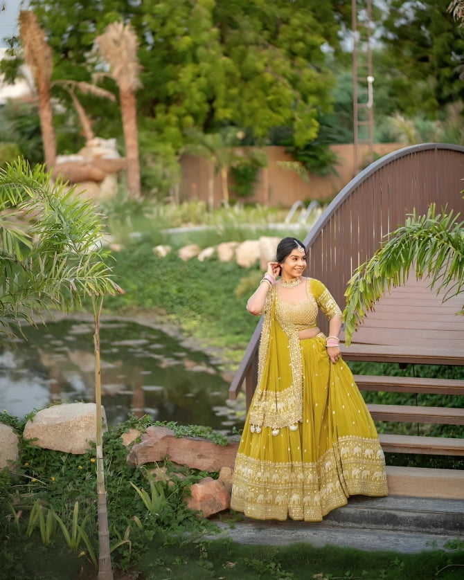 embroidered fox georgette lehenga choli