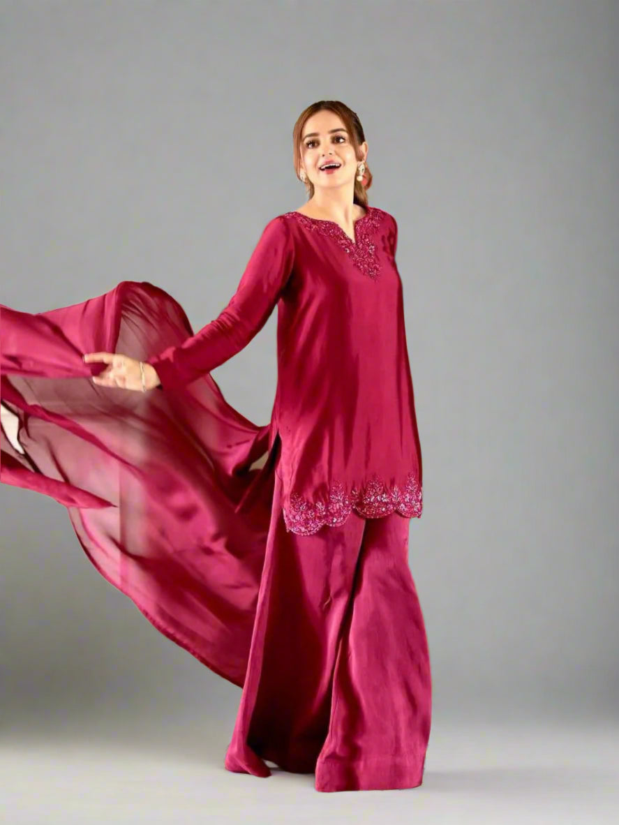 Heavy French crepe embroidered kurti
