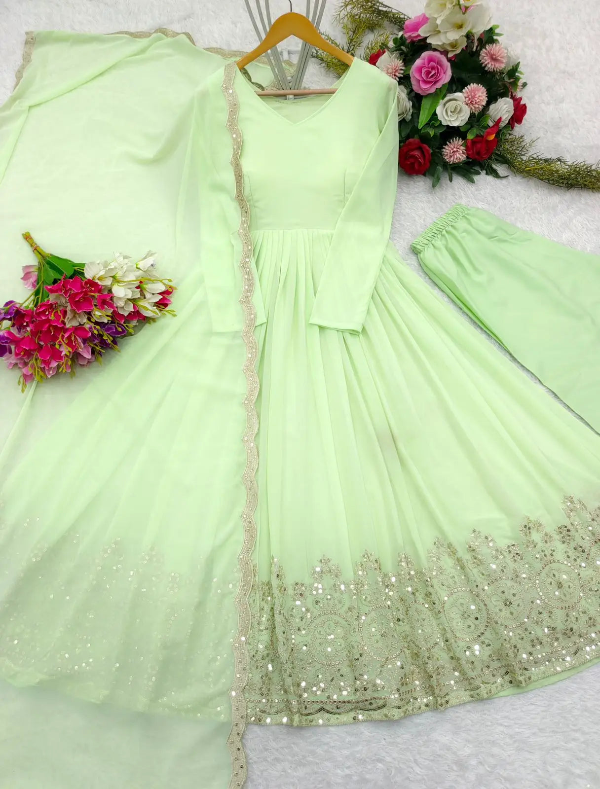 Fully stitched party wear gown
