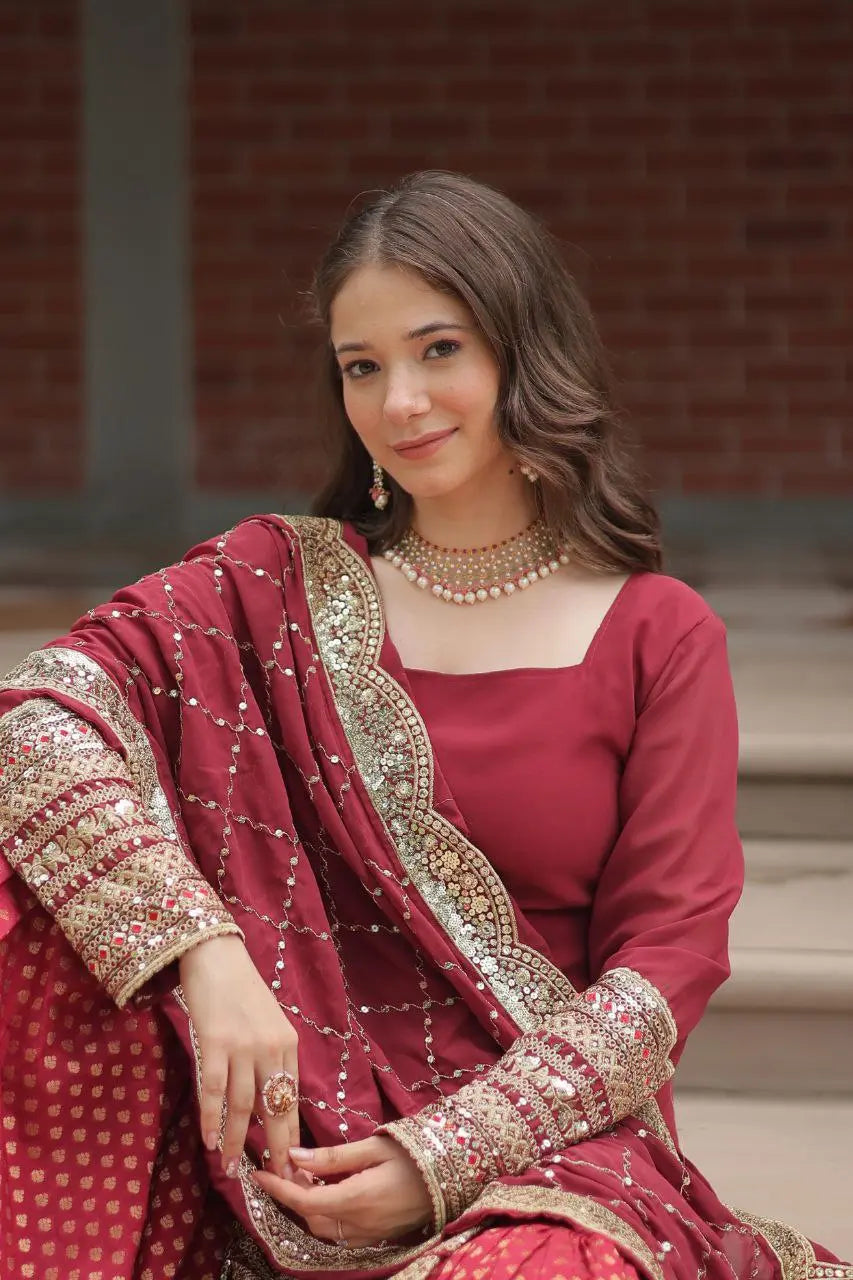 Full sleeve design of faux georgette kurti