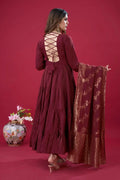  Elegant long gown for women with full sleeves and luxurious flair