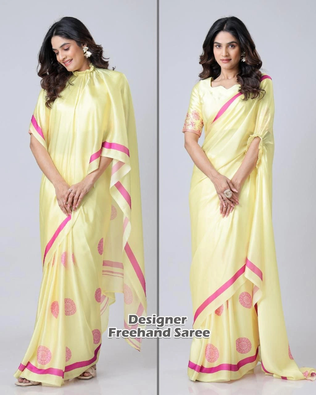 Heavy Dull Moss Digital Printed Saree with Running Blouse – Free Hand Print NextBuy