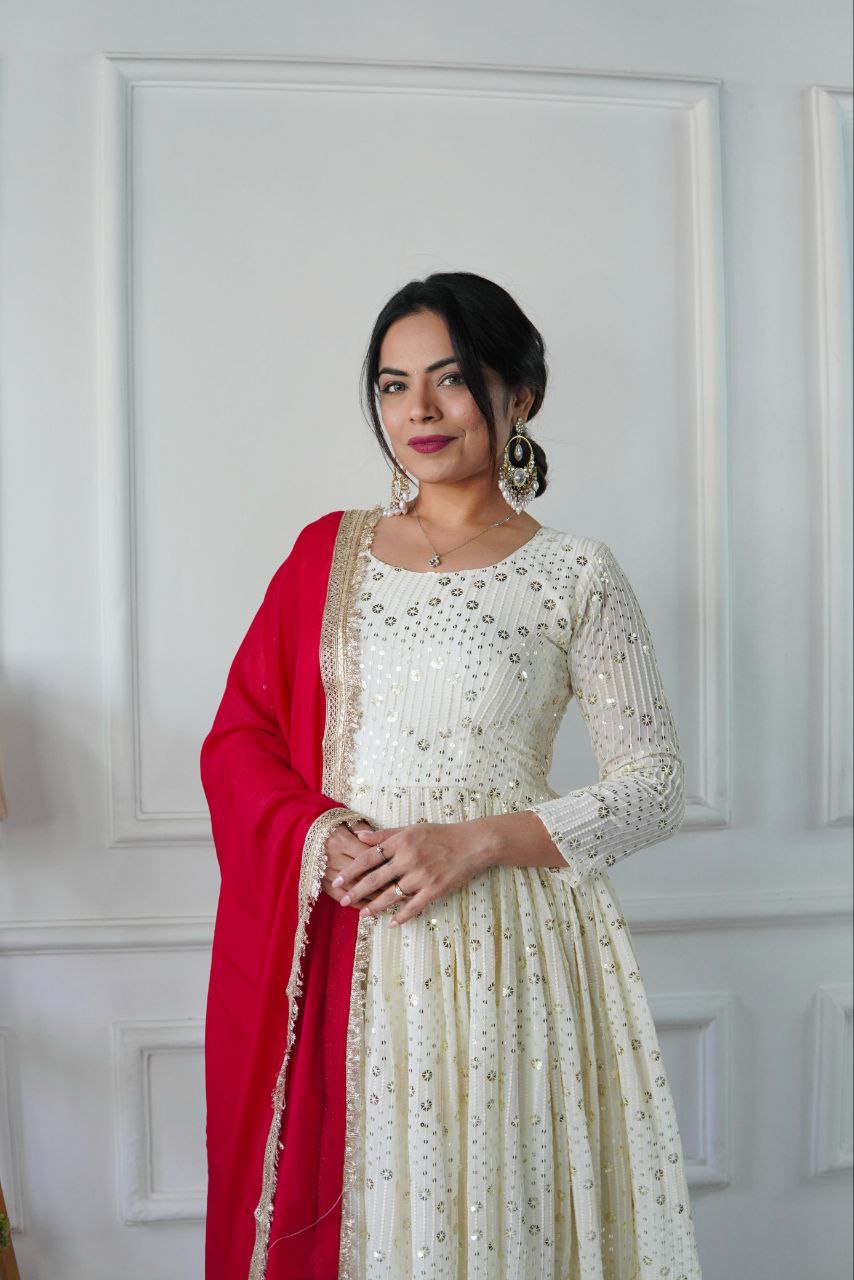 Full Sleeve Embroidery Georgette Gown