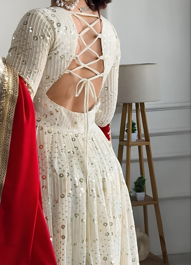 Full Sleeve Embroidery Georgette Gown
