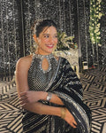 Georgette saree with heavy embroidery and sequin work