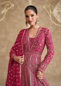 Georgette embroidered suit front view