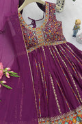 Back view of full-stitched georgette kurti