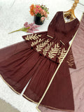 Elegant star georgette salwar suit with lace dupatta