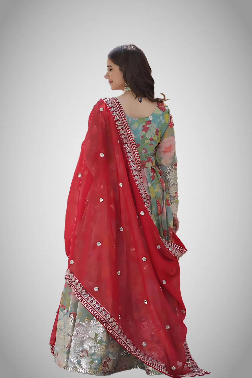 Russian silk ethnic dress set with dupatta