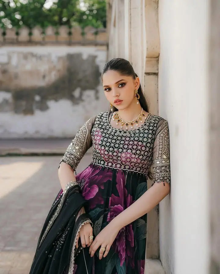 Matching embroidered dupatta set