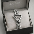 Guess Fame silver triangle dial women watch