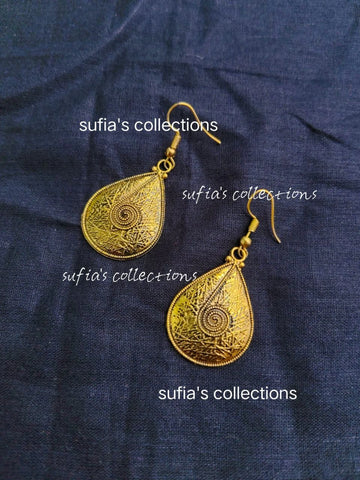 Handmade Brass Drop Earrings with Ethnic Spiral Design – Berhampore Murshidabad