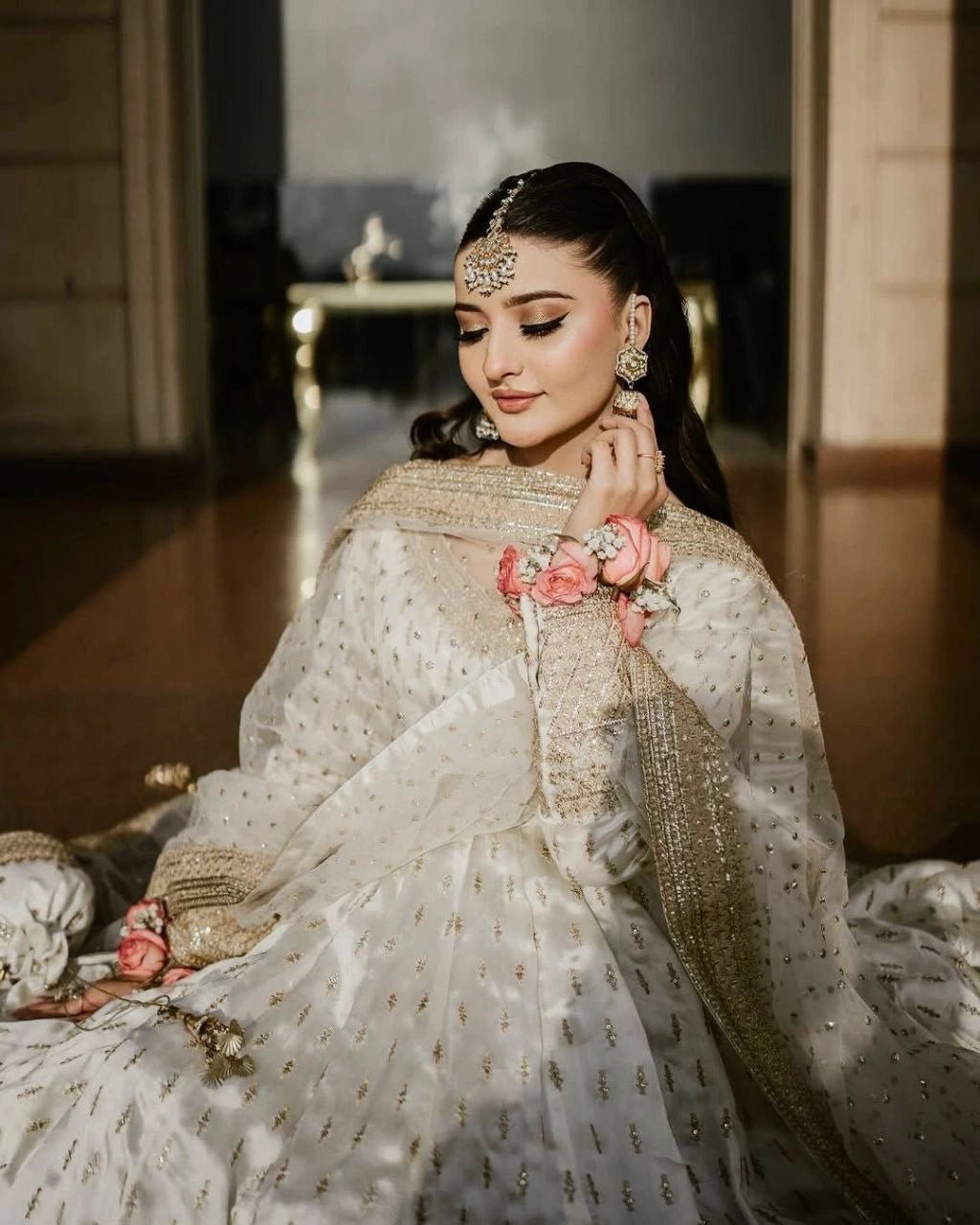 Heavy Chinon Silk Embroidered Gown Set