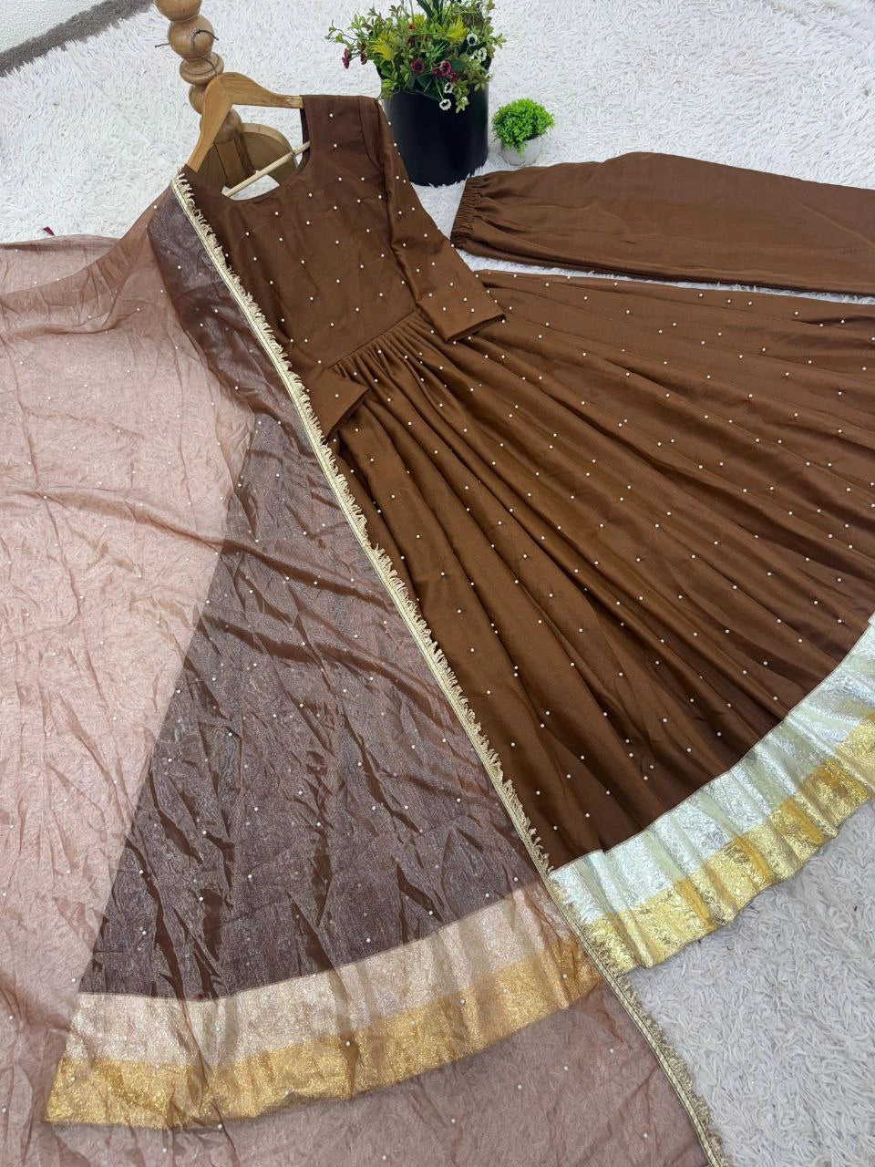 Elegant full length gown set