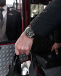 Analog display dial with chronograph and date