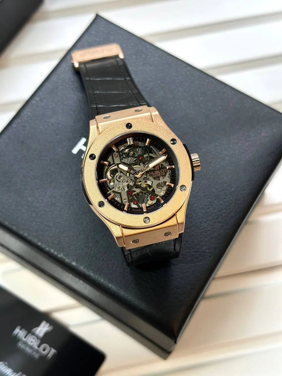 Hublot Big Bang watch with gold dial and copper case