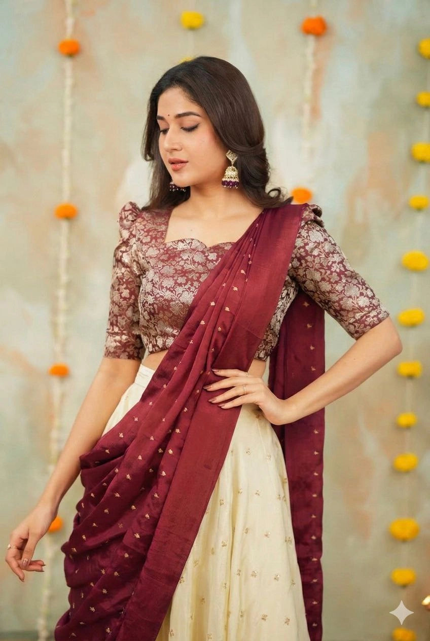 Designer chinnon silk lehenga set for wedding