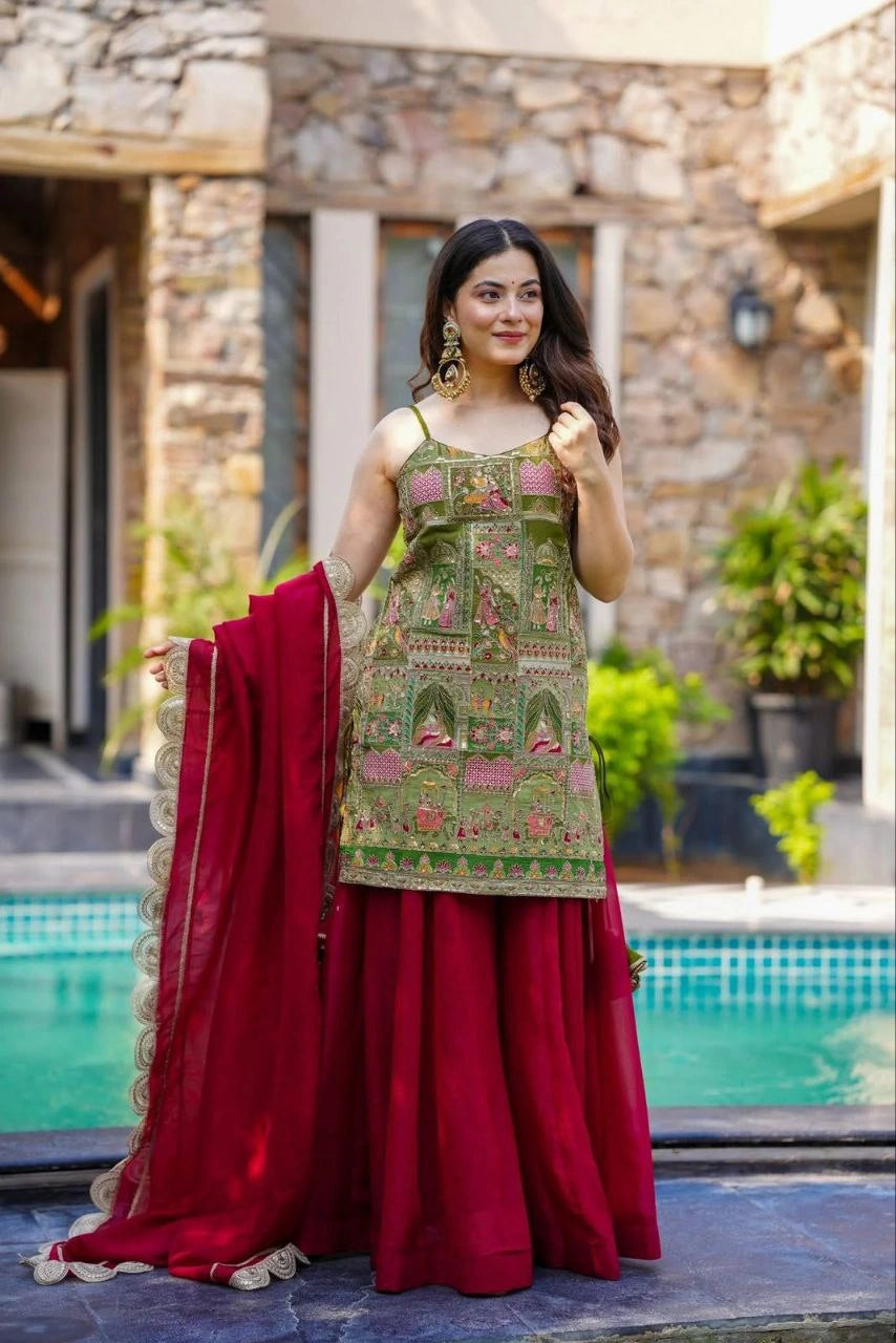 digital printed jimmy organza kurta