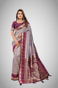 Back pallu view of Kalamkari silk saree