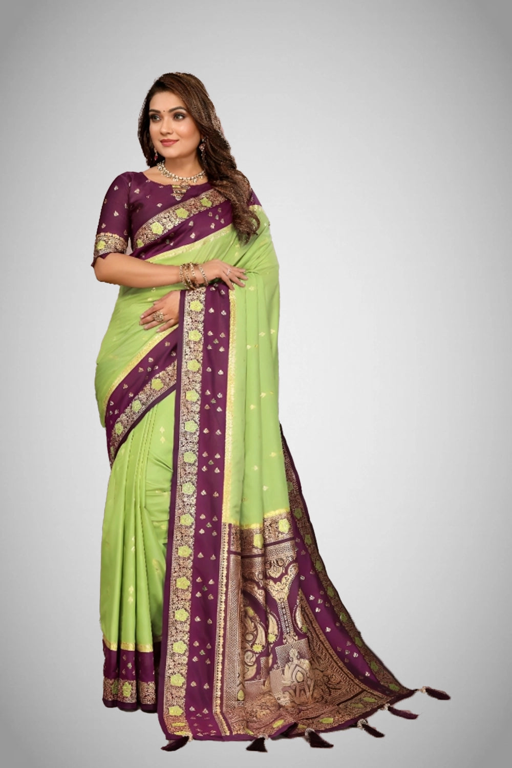 Handloom Kalamkari silk saree with zari border