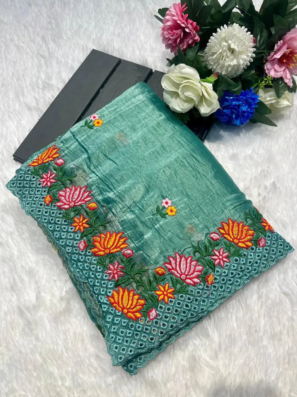 Traditional Kaviya saree draped on model
